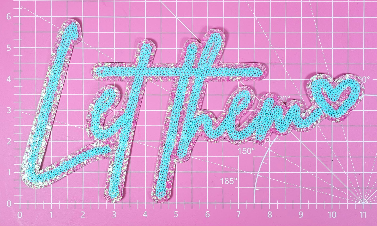 Let Them Heart Sequin Glitter Large Iron-on Patch