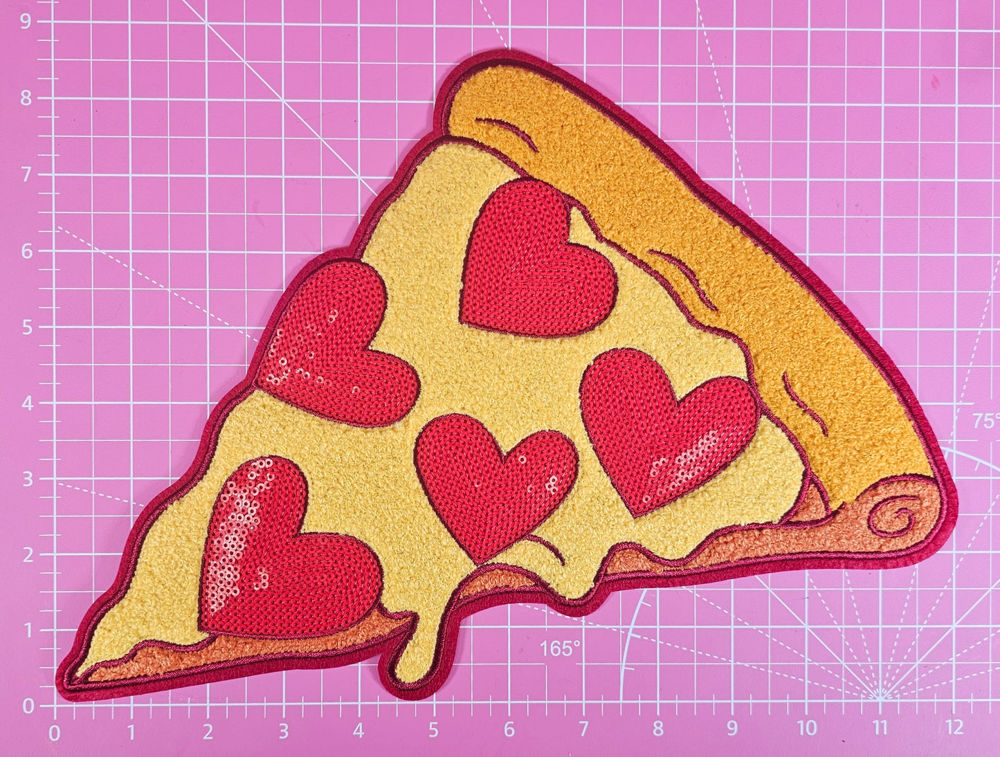Pizza Slice Hearts Sequin Glitter Large Iron-on Patch
