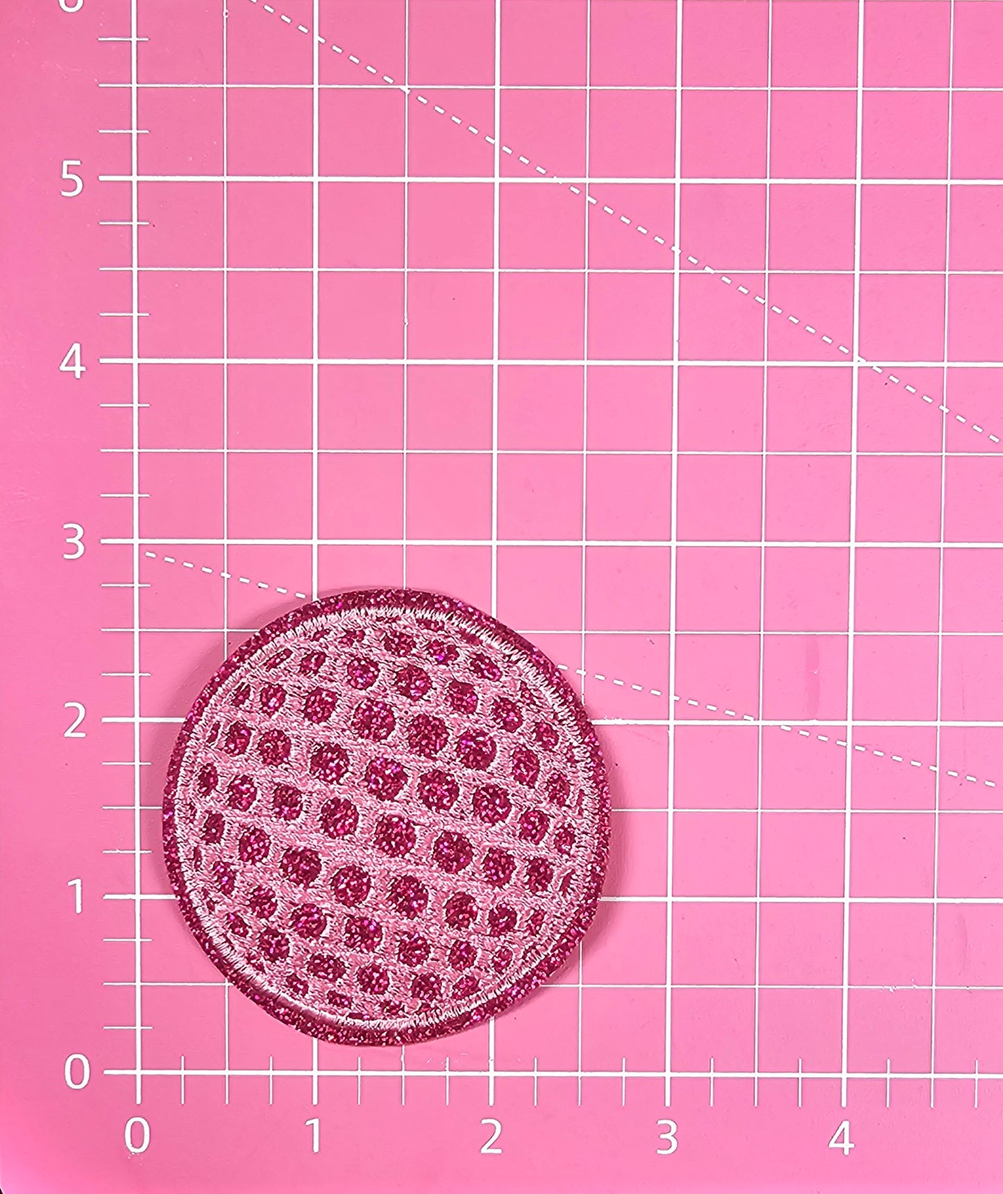 Pink Golf Ball Embroidery Glitter Iron On Patch