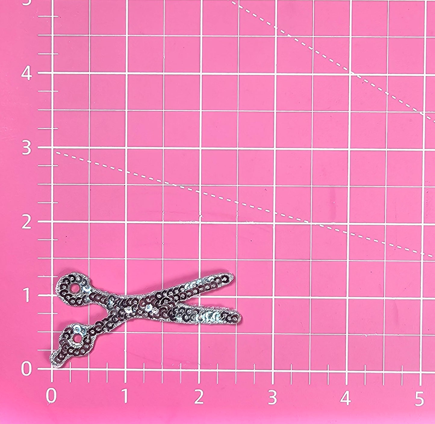 Silver Scissors Hairstylist Salon Sequin Embroidery Iron On Patch