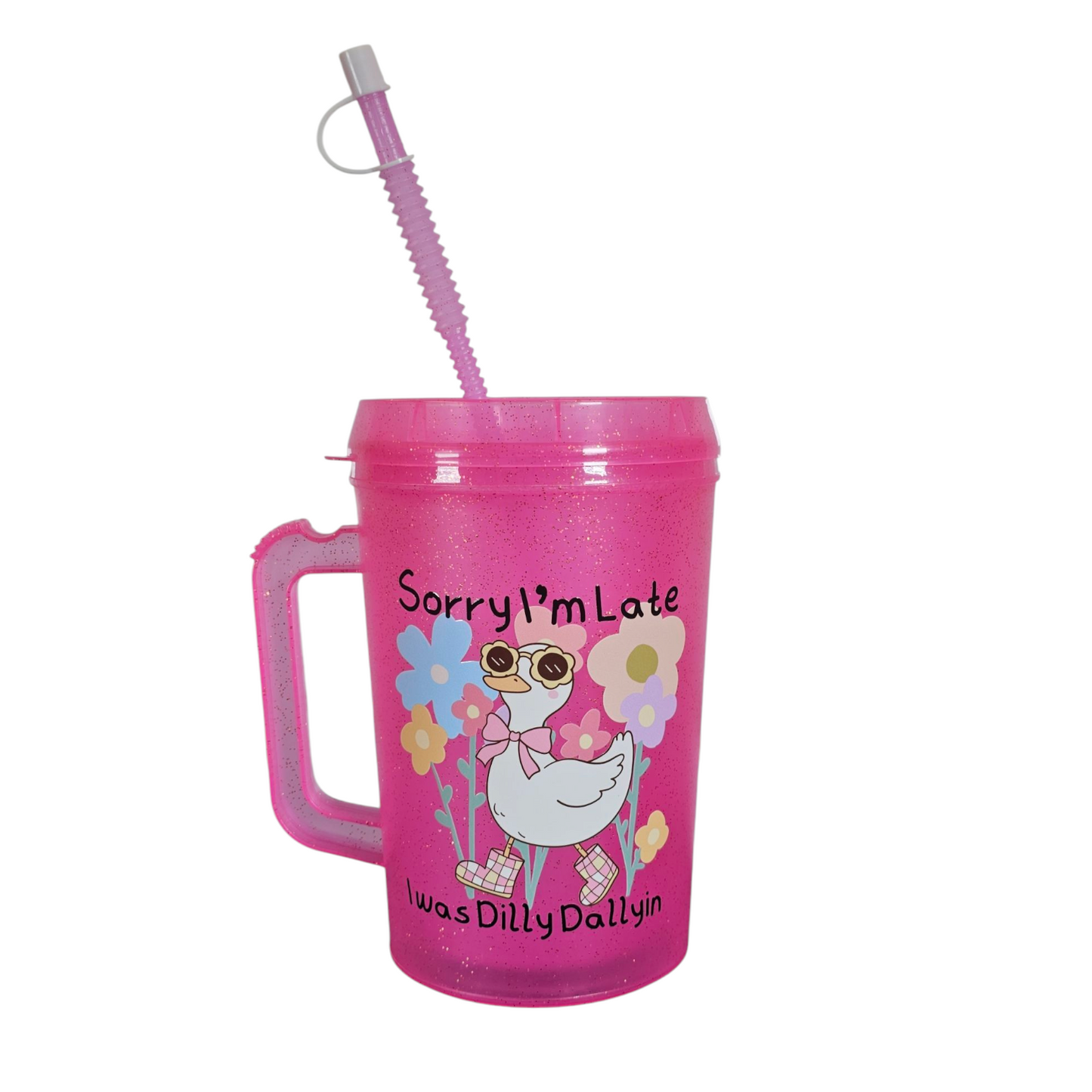 Sorry I'm Late I Was Dilly Dallyin Duck Goose HIP SIPS Mega Trucker Mug 34oz