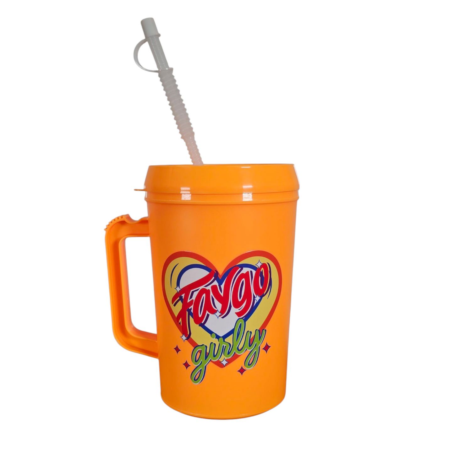 Faygo Girly Heart HIP SIPS Mega Trucker Mug 34oz