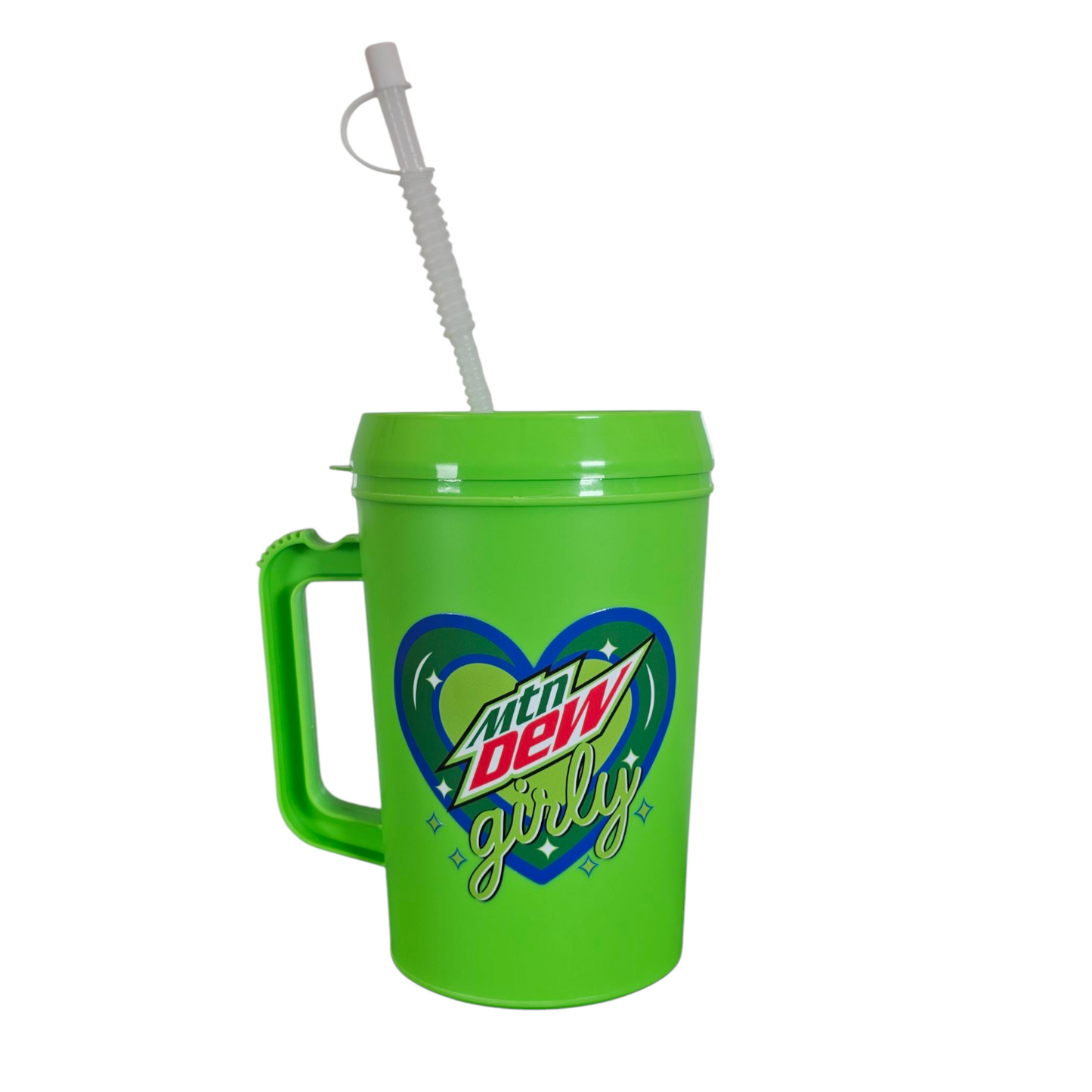 Mountain Dew Girly Heart HIP SIPS Mega Trucker Mug 34oz