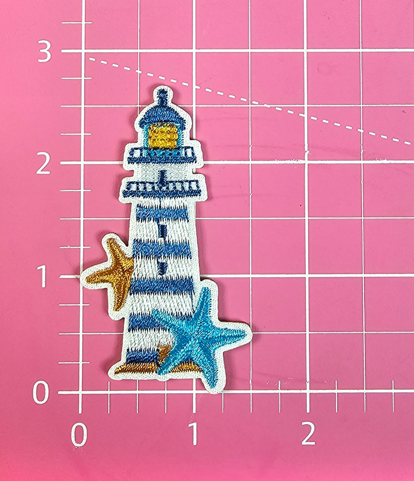Lighthouse Starfish Nautical Coastal Embroidery Iron On Patch