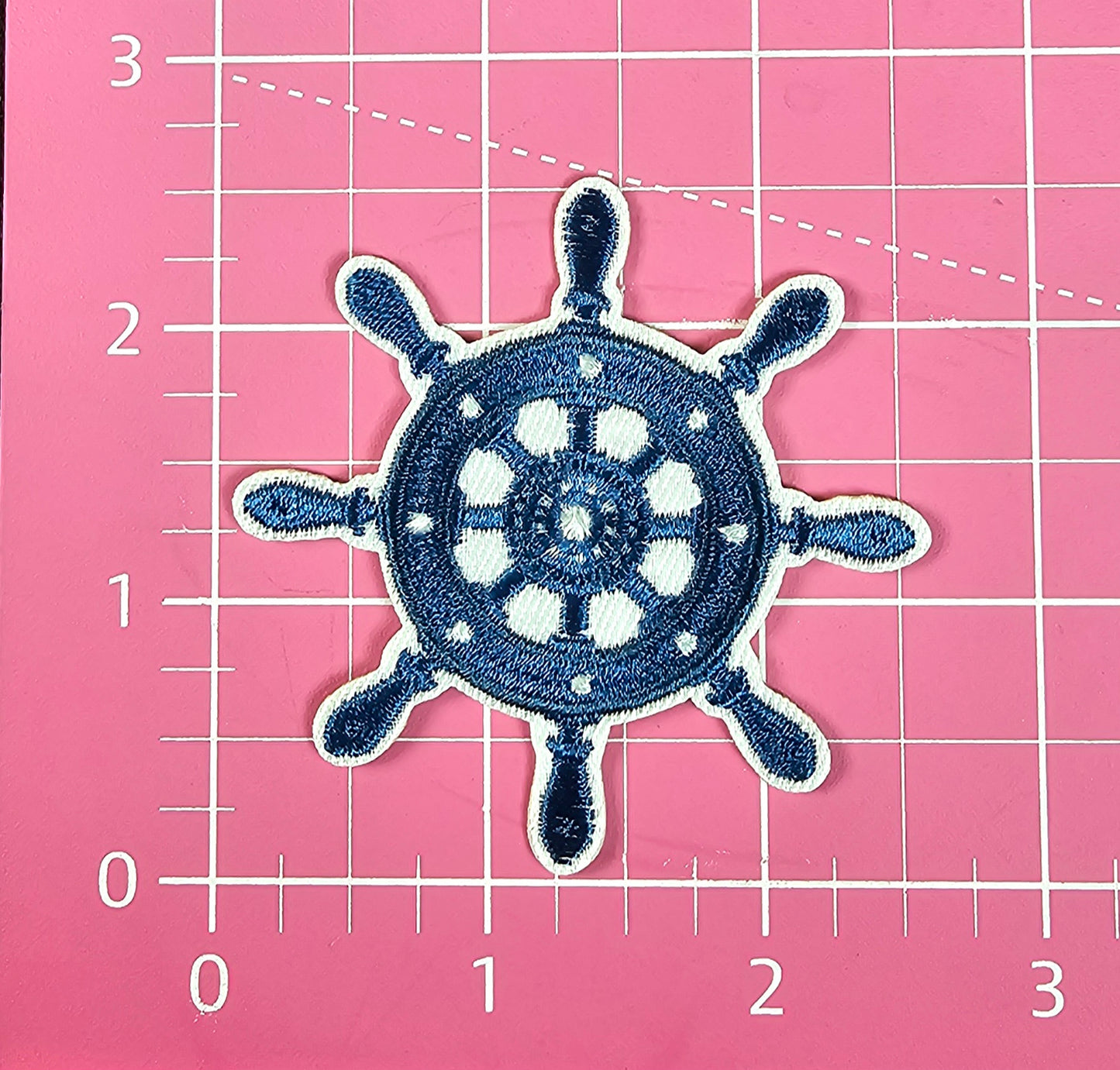 Ship Helm Captains Wheel Nautical Blue Coastal Embroidery Iron On Patch