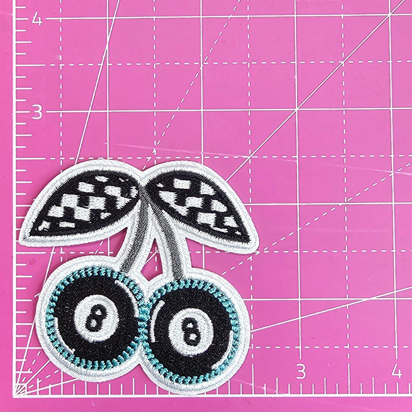 8 Ball Cherry Checkered Embroidery On Patch