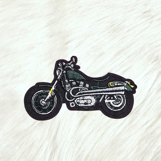 Motorcycle Green Embroidery On Patch
