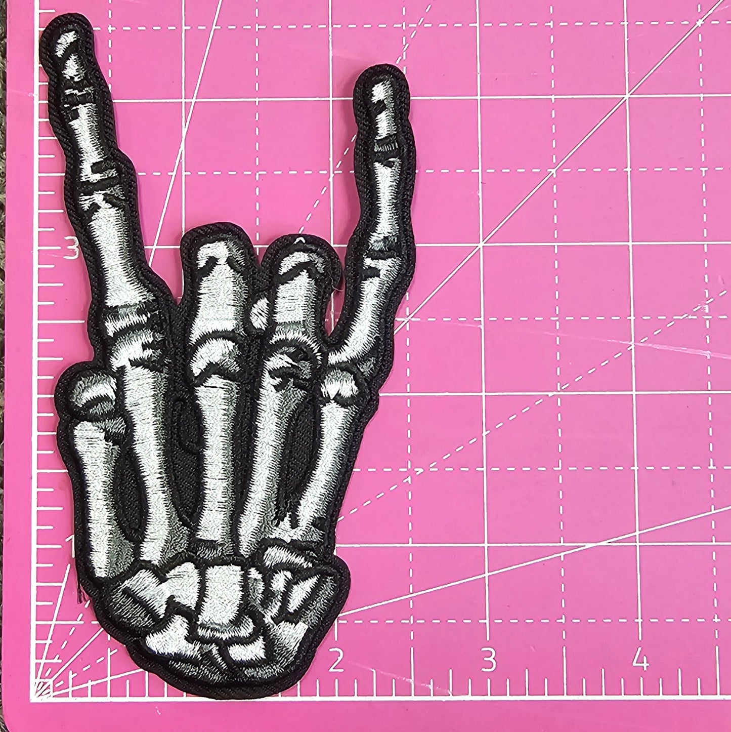 Skeleton Hand Rock and Roll Punk Embroidery On Patch