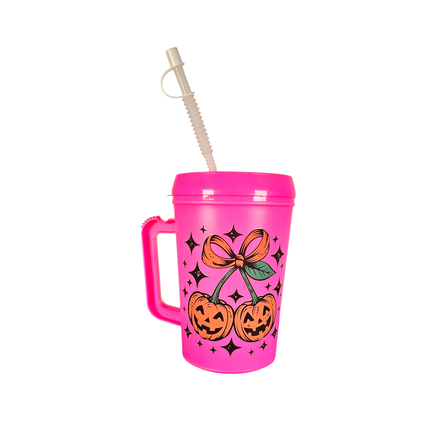 Pumpkin Bow Cherries HIP SIPS Mega Trucker Mug 34oz