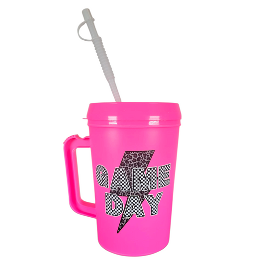 Game Day Checker Cheetah Lightning Bolt HIP SIPS Mega Trucker Mug 34oz