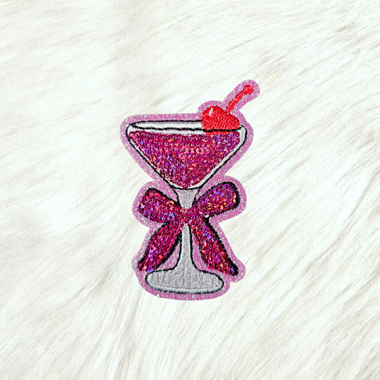 Girly Cocktail Drink Sequin Embroidery Iron On Patch
