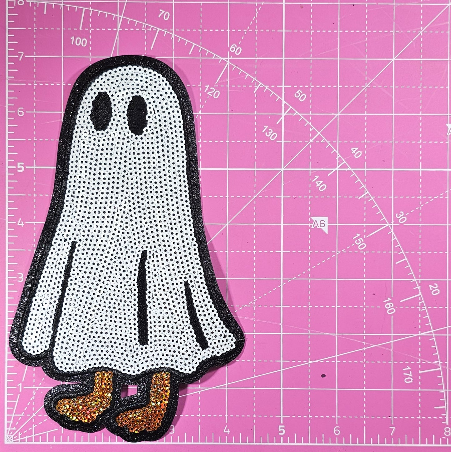 Spooky Goose Halloween 4 PC Chenille Sequin Glitter Large Iron on Patch