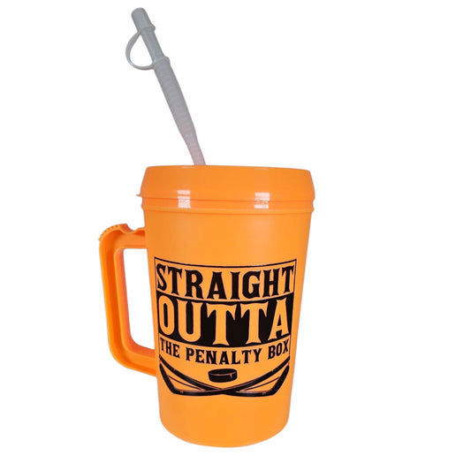 Straight Outta The Penalty Box Hockey HIP SIPS Mega Trucker Mug 34oz