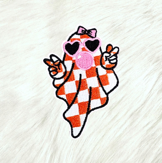 Ghost Heart Sunglasses Bubble Peace Checkered Embroidery Iron On Patch