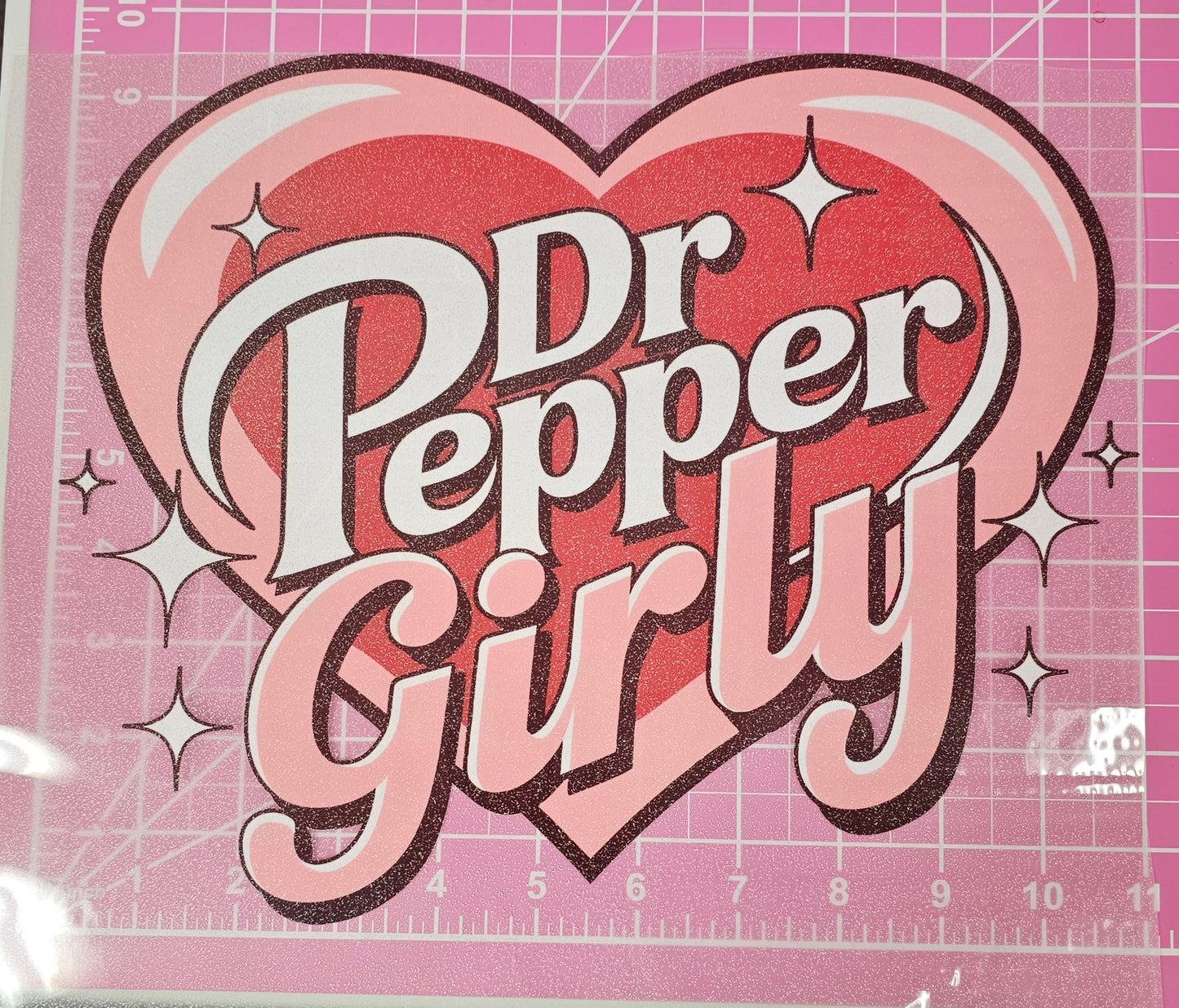 Dr. Pepp Girly Heart Soda Glitter DTF Iron On Transfers