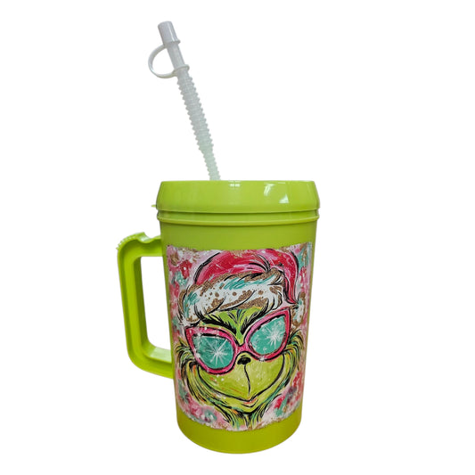 Glitter Grinchy Babe Sunglasses Christmas HIP SIPS Mega Trucker Mug 34oz