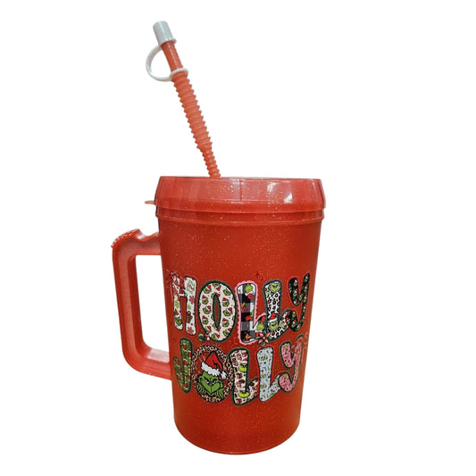 Holly Jolly Grinchy Christmas HIP SIPS Mega Trucker Mug 34oz