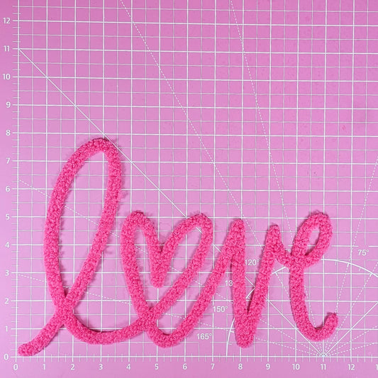 LOVE Cursive Fluffy Fuzzy Transfer Patch
