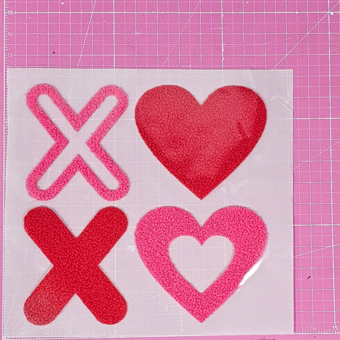XOXO Heart Valentines Fluffy Fuzzy Transfer Patch