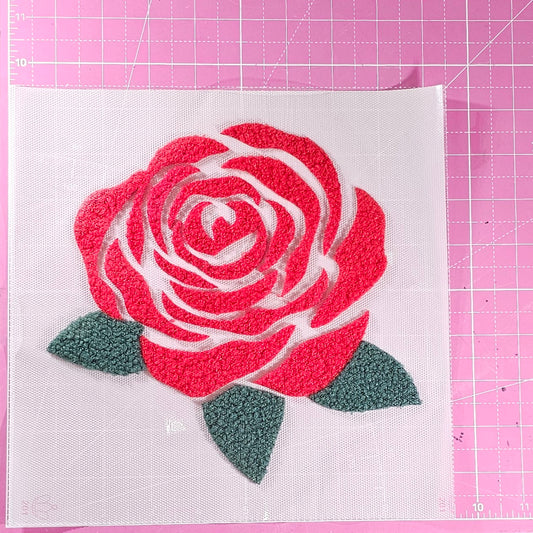 Derby Rose Flower Large Fluffy Fuzzy Transfer Patch