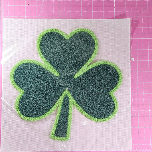 Lucky Shamrock Clover Fluffy Fuzzy Transfer Patch