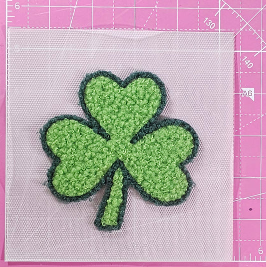 Lucky Shamrock Clover Small Fluffy Fuzzy Transfer Patch