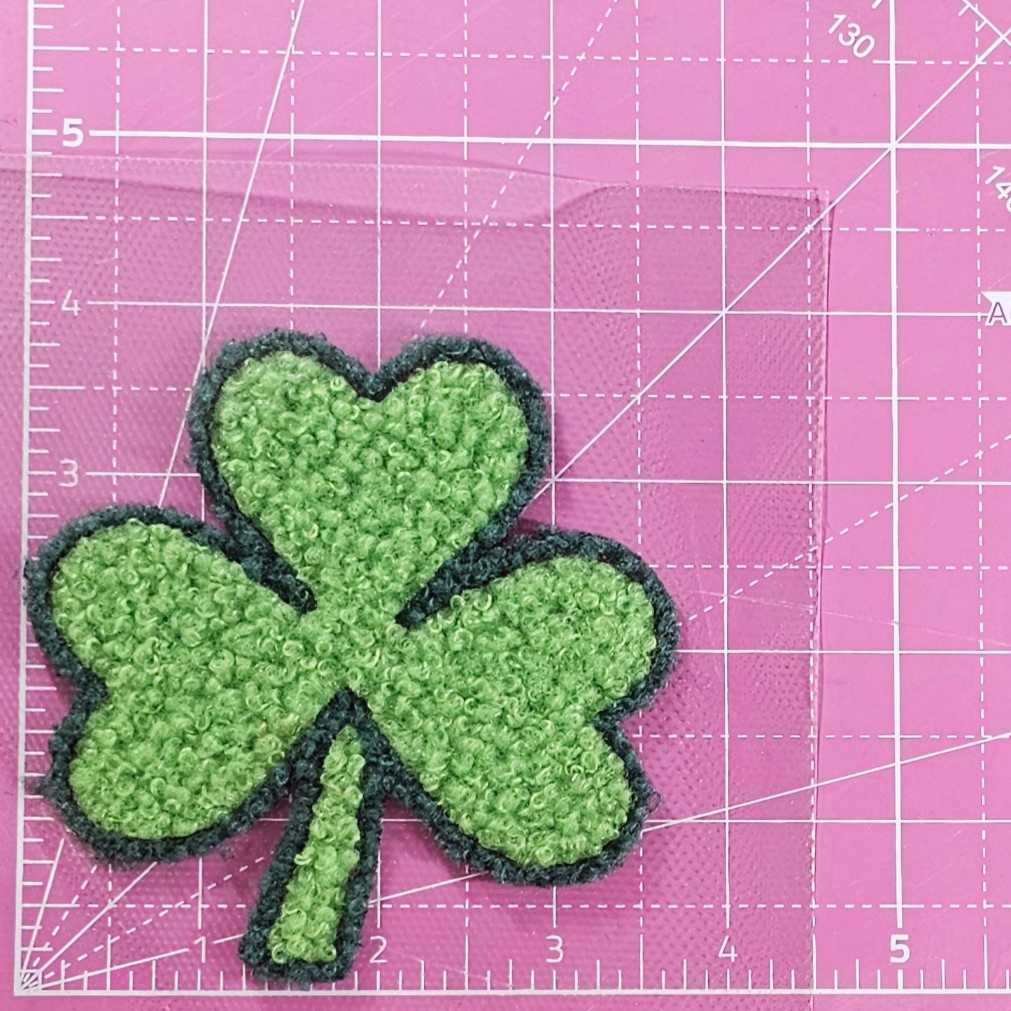 Lucky Shamrock Clover Small Fluffy Fuzzy Transfer Patch