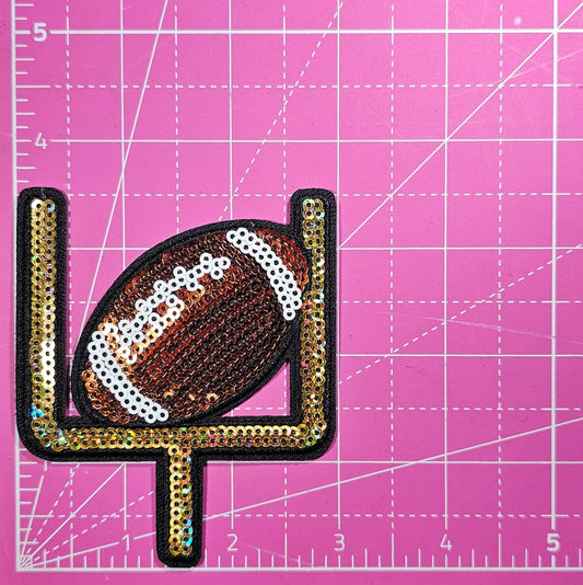 Field Goal Post with Football Sequin Iron On Patch