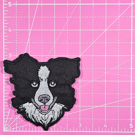 Border Collie Dog Embroidery Iron On Patch