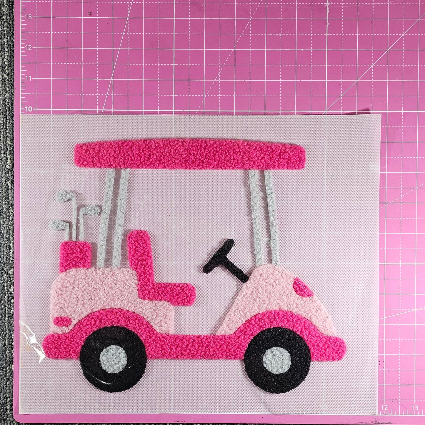 Golf Cart Pink Fluffy Fuzzy Transfer Patch