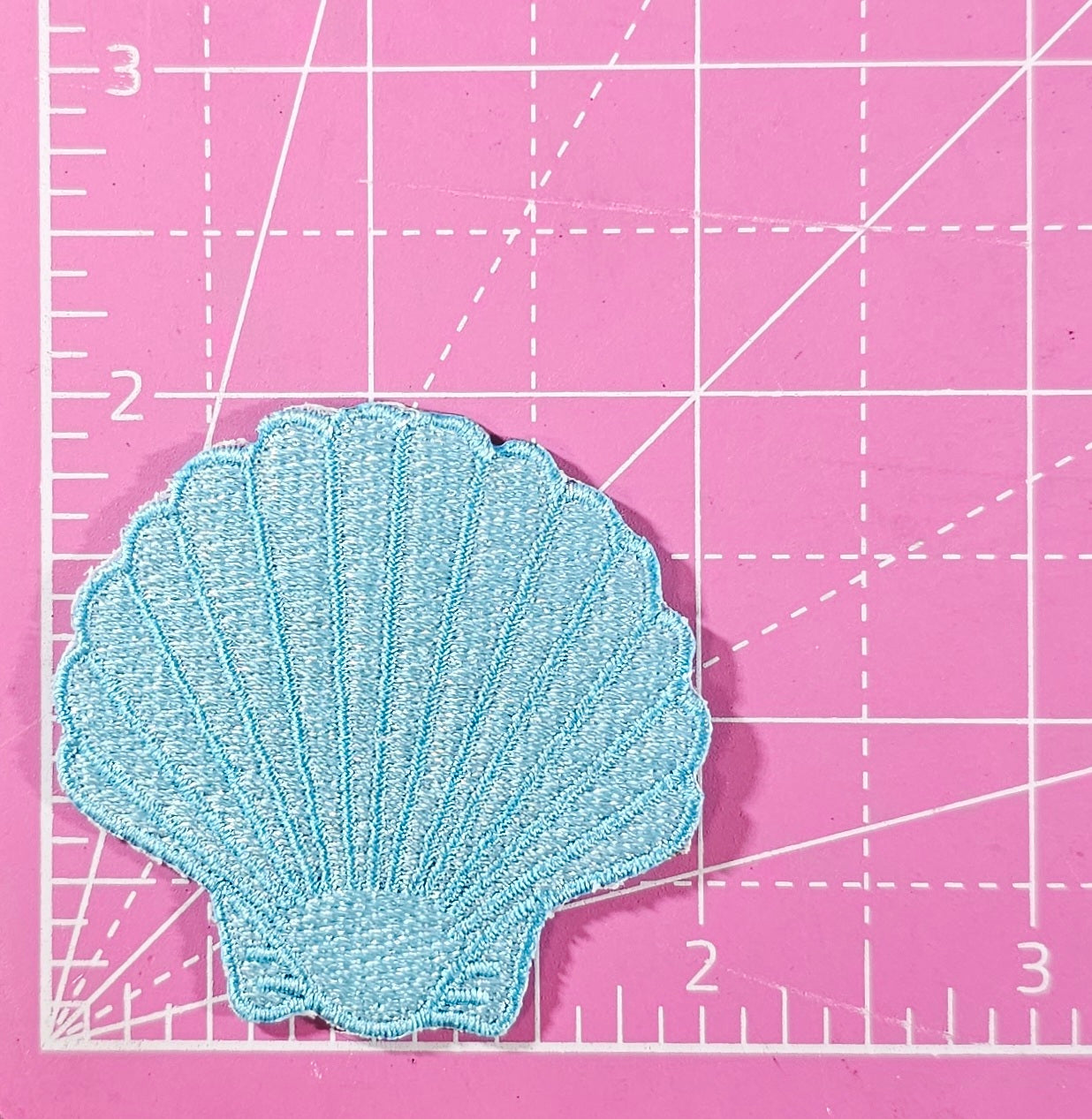 Seashell Blue Beach Embroidery Iron On Patch