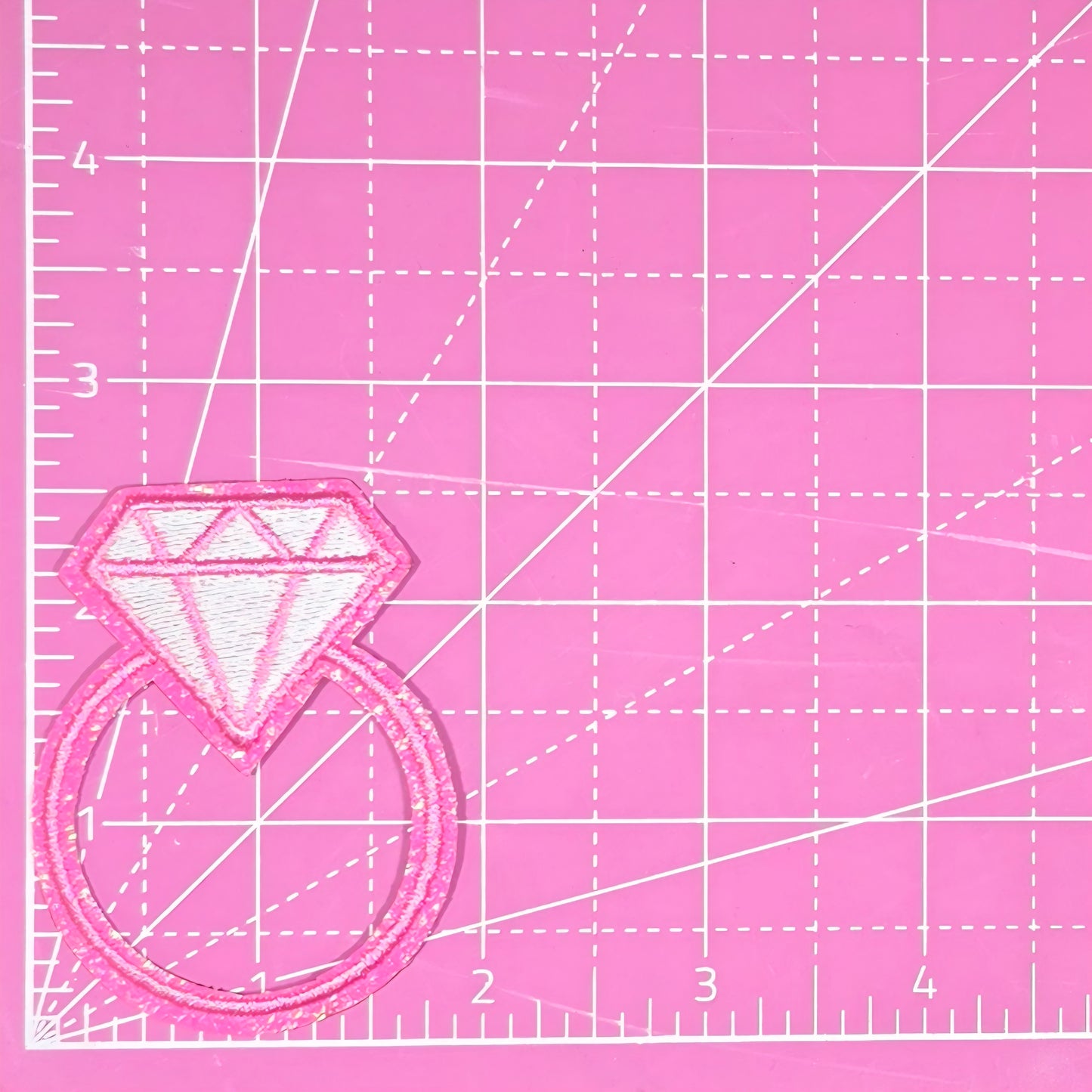 Pink Diamond Wedding Engagement Ring Embroidery Iron On Patch
