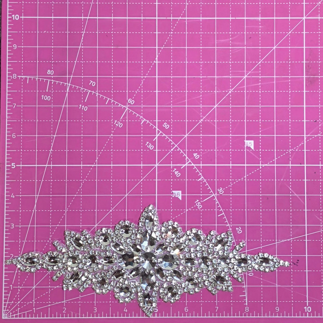 Radiance Crest Crystal Silver Rhinestone Iron-On Patch