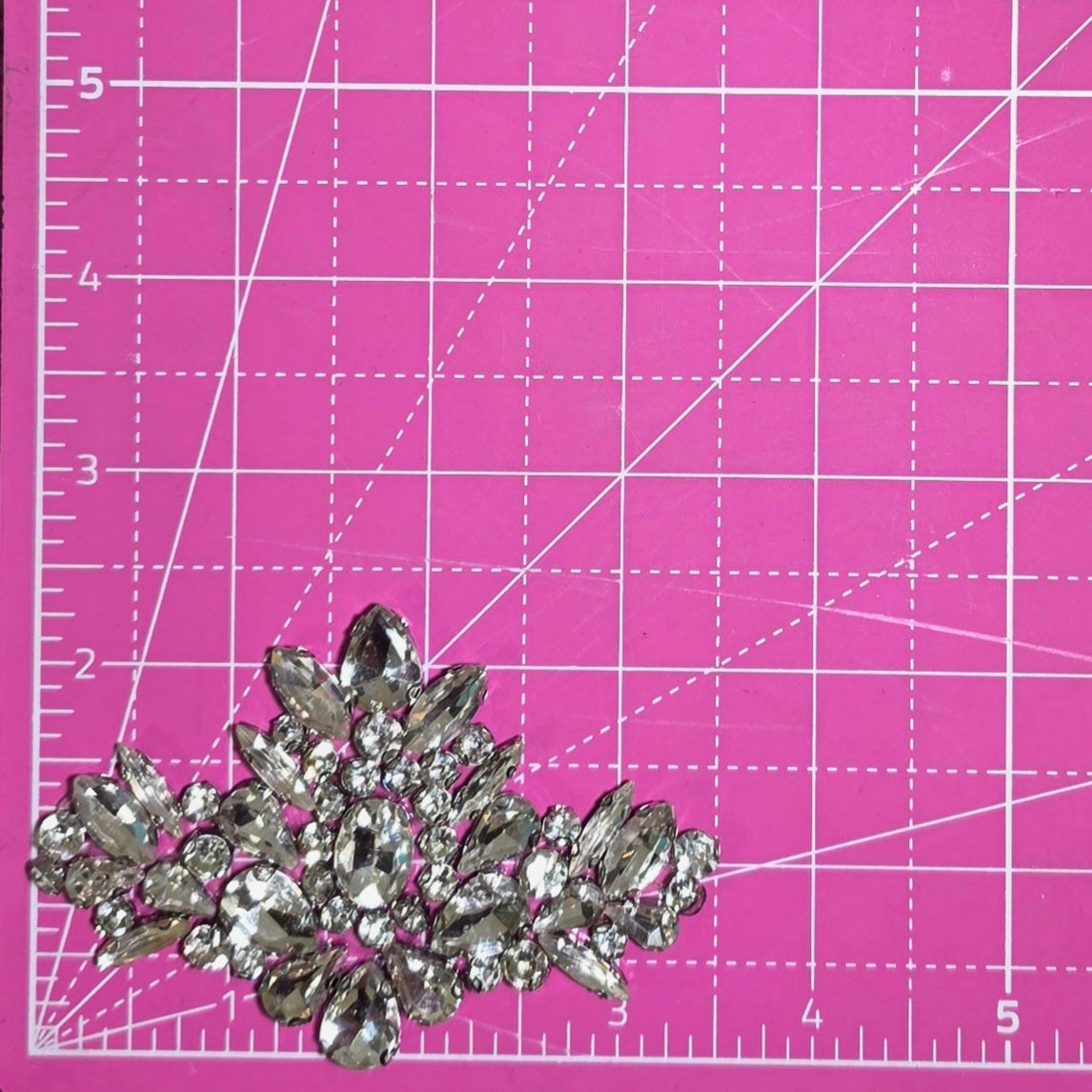 Regal Crest Crystal Silver Rhinestone Iron-On Patch