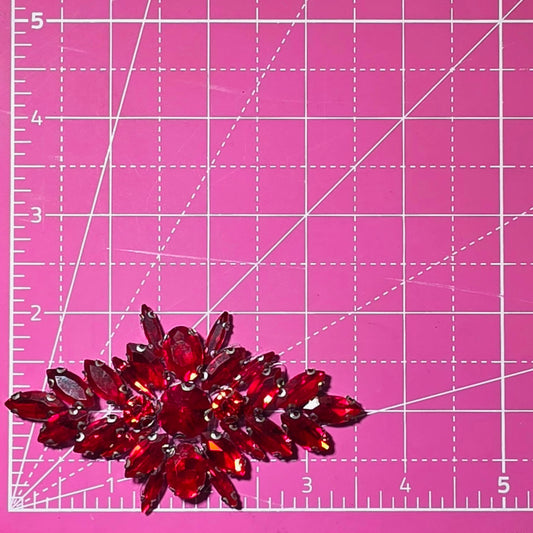 Adorn Crest Red Rhinestone Iron-On Patch