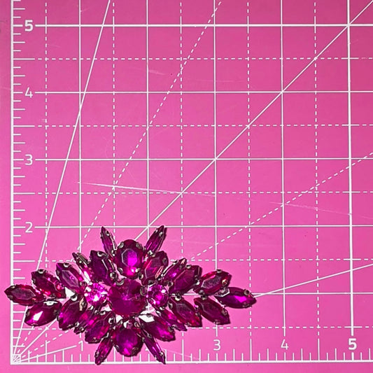 Adorn Crest Fuchsia Pink Rhinestone Iron-On Patch