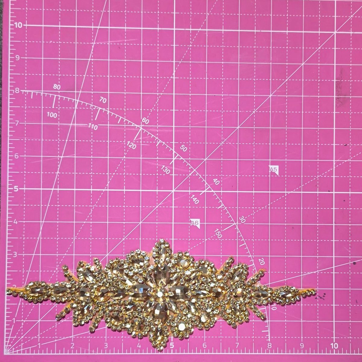Radiance Crest Gold Champagne Rhinestone Iron-On Patch