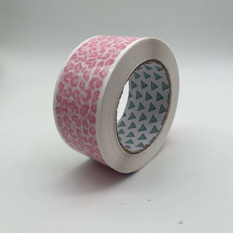 Pink Cheetah Leopard on White 2 inch Packing Tape
