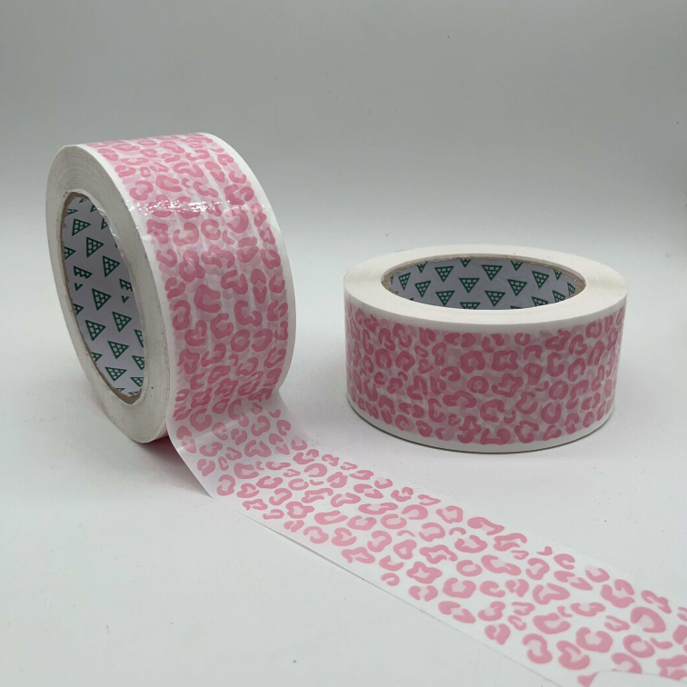 Pink Cheetah Leopard on White 2 inch Packing Tape