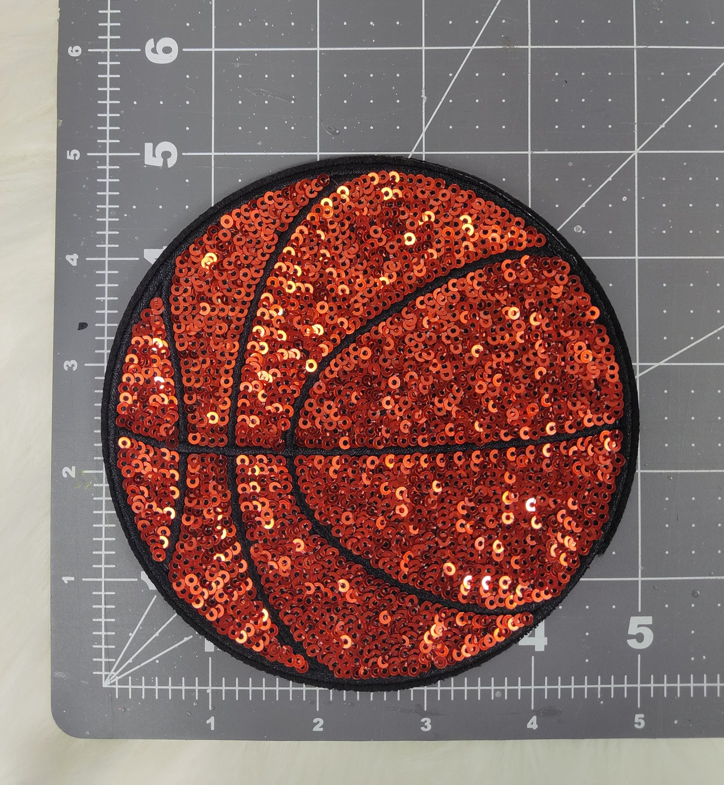 Orange Basketball Sequin Iron On Patch