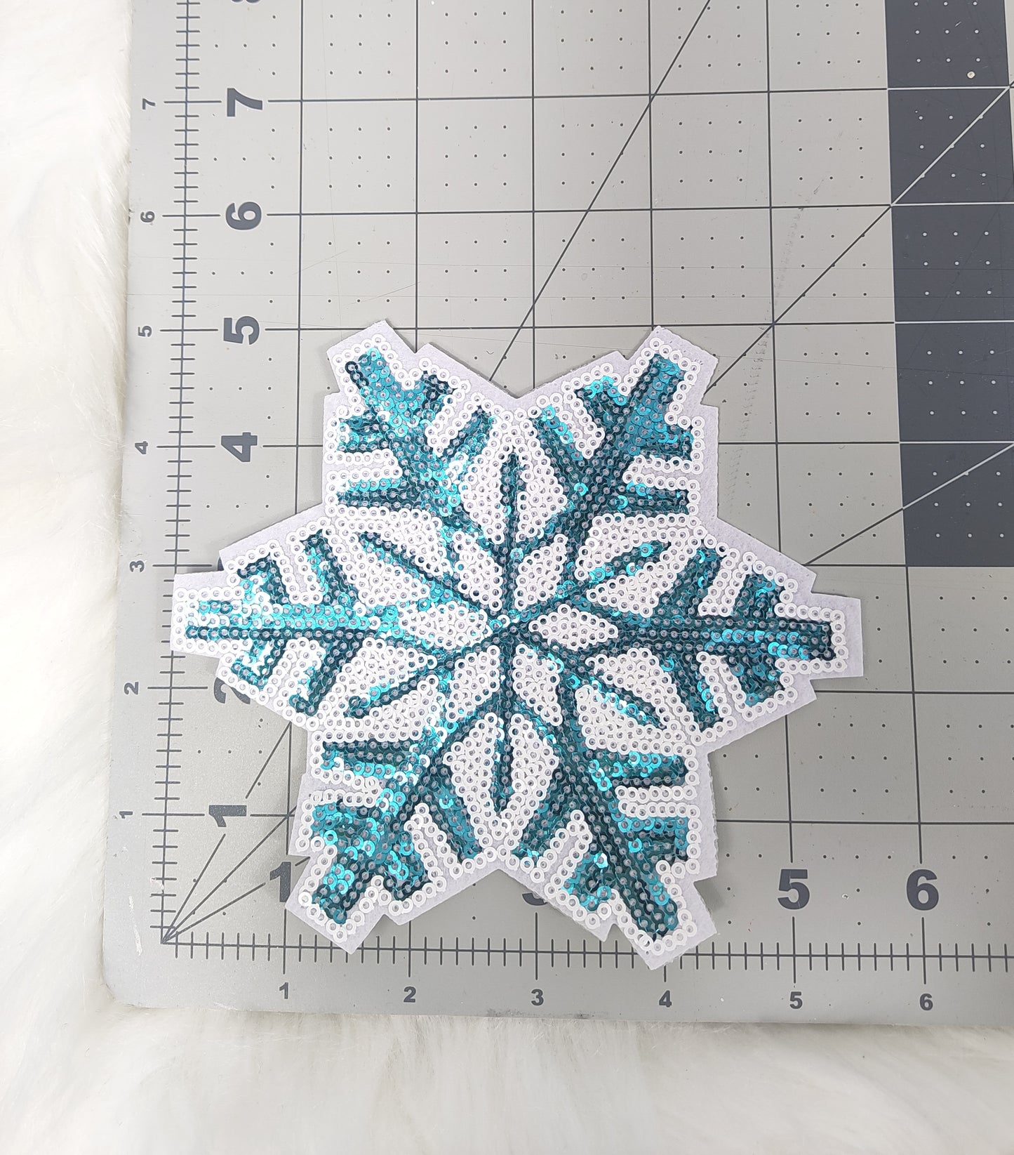 Large Sequin Snowflake Iron On Patch