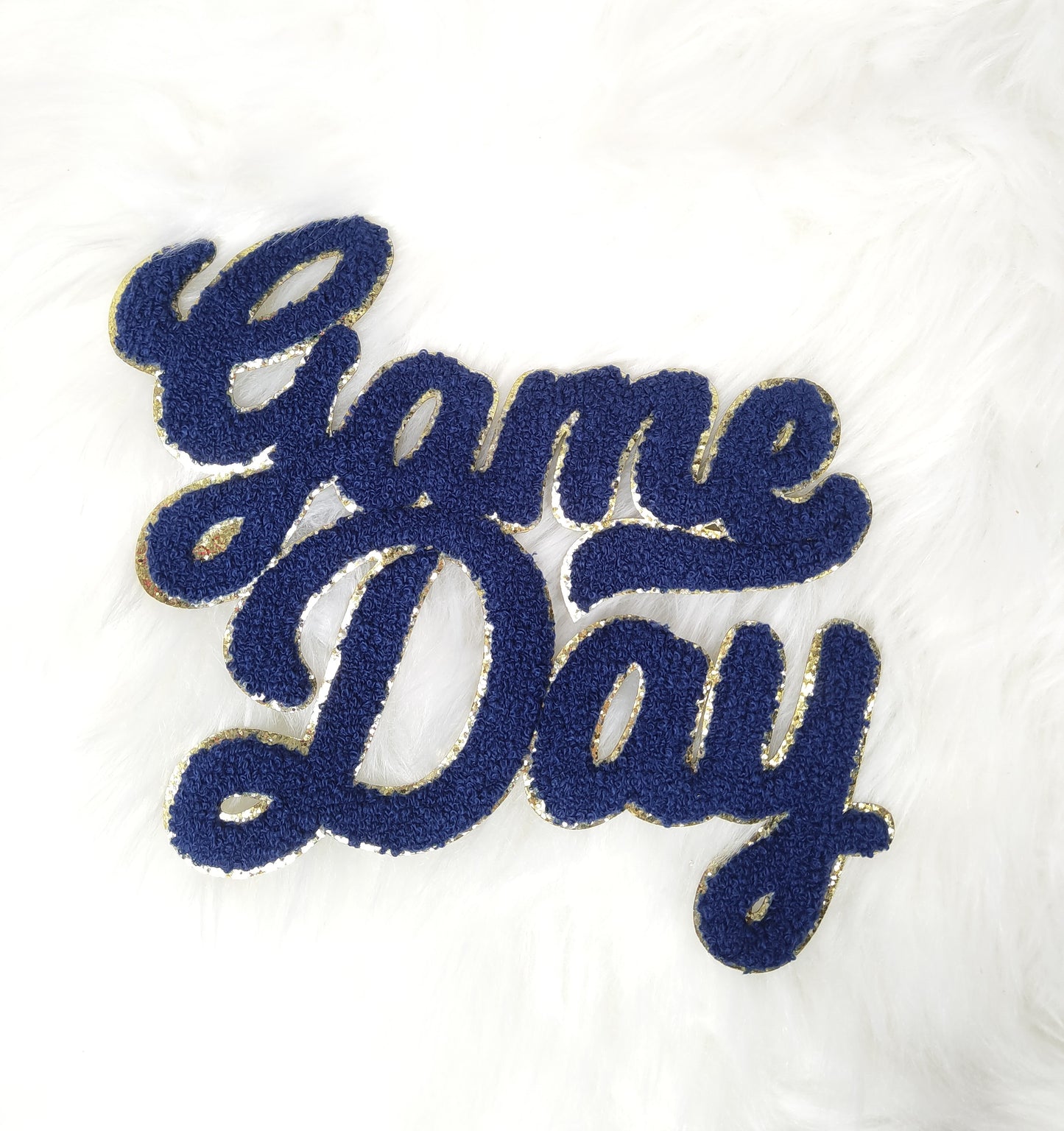 Large Game Day Chenille Gold Glitter Iron-on Patch