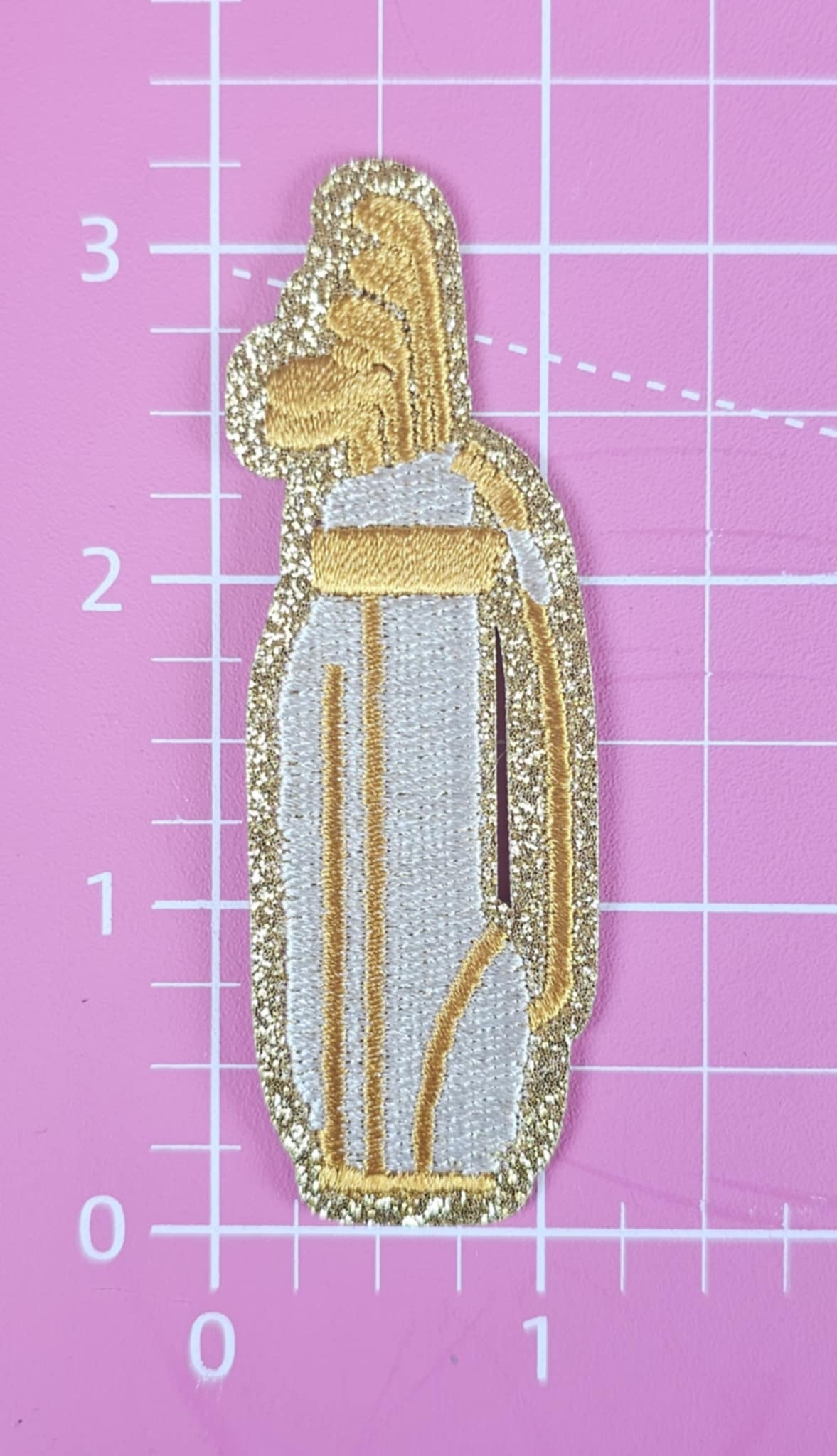 Gold and White Golf Bag Embroidery Iron On Patch