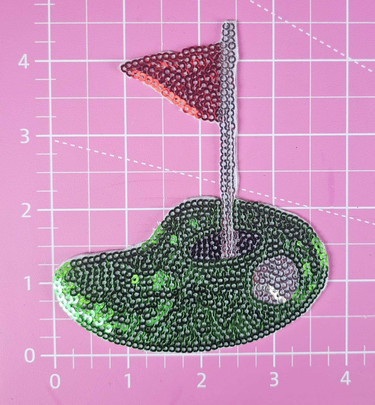 Putting Green Flag Tee Golf Sequin Iron On Patch