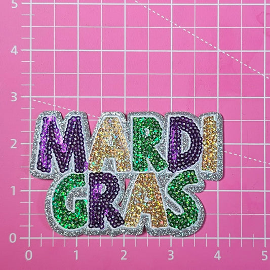 Mardi Gras Sequin Iron On Patch