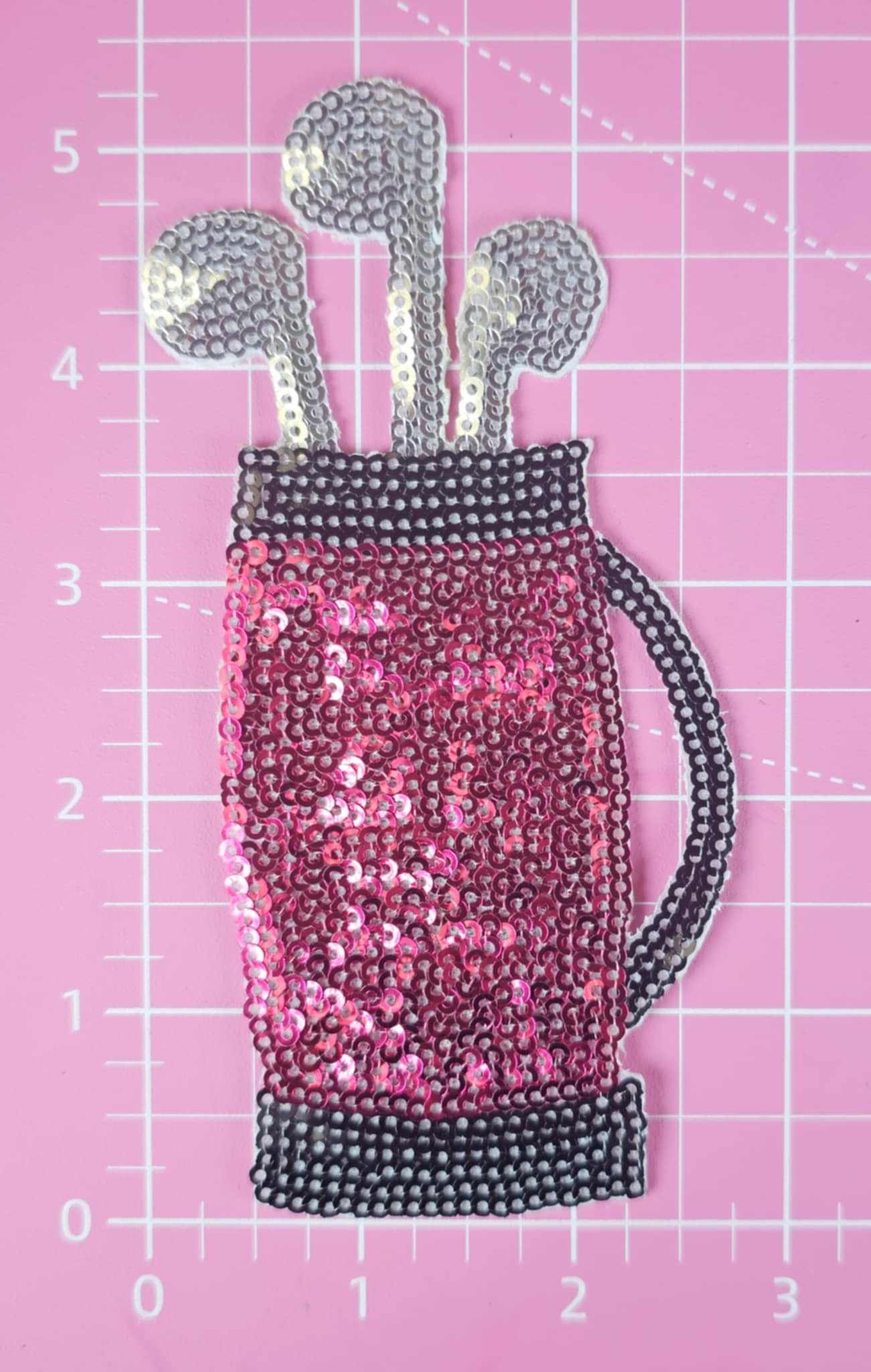Golf Bag Pink Black Sequin Iron On Patch