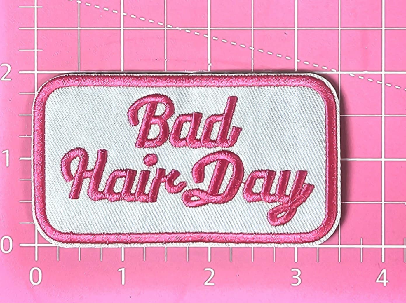 Bad Hair Day Pink Embroidery Iron On Patch