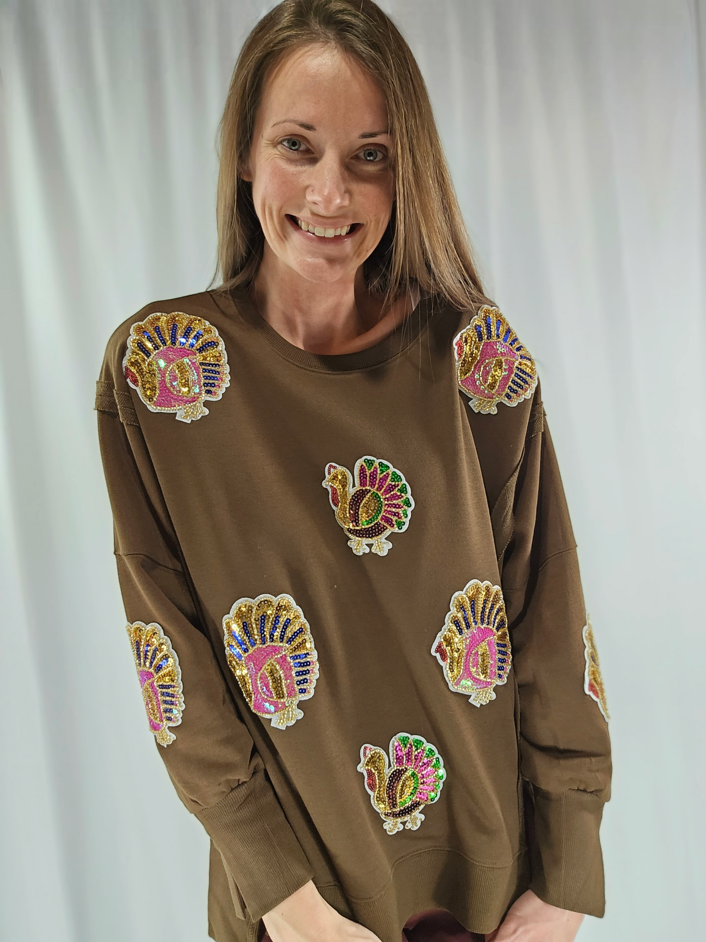 Sequin and Bead Turkey Embroidery Iron On Patch