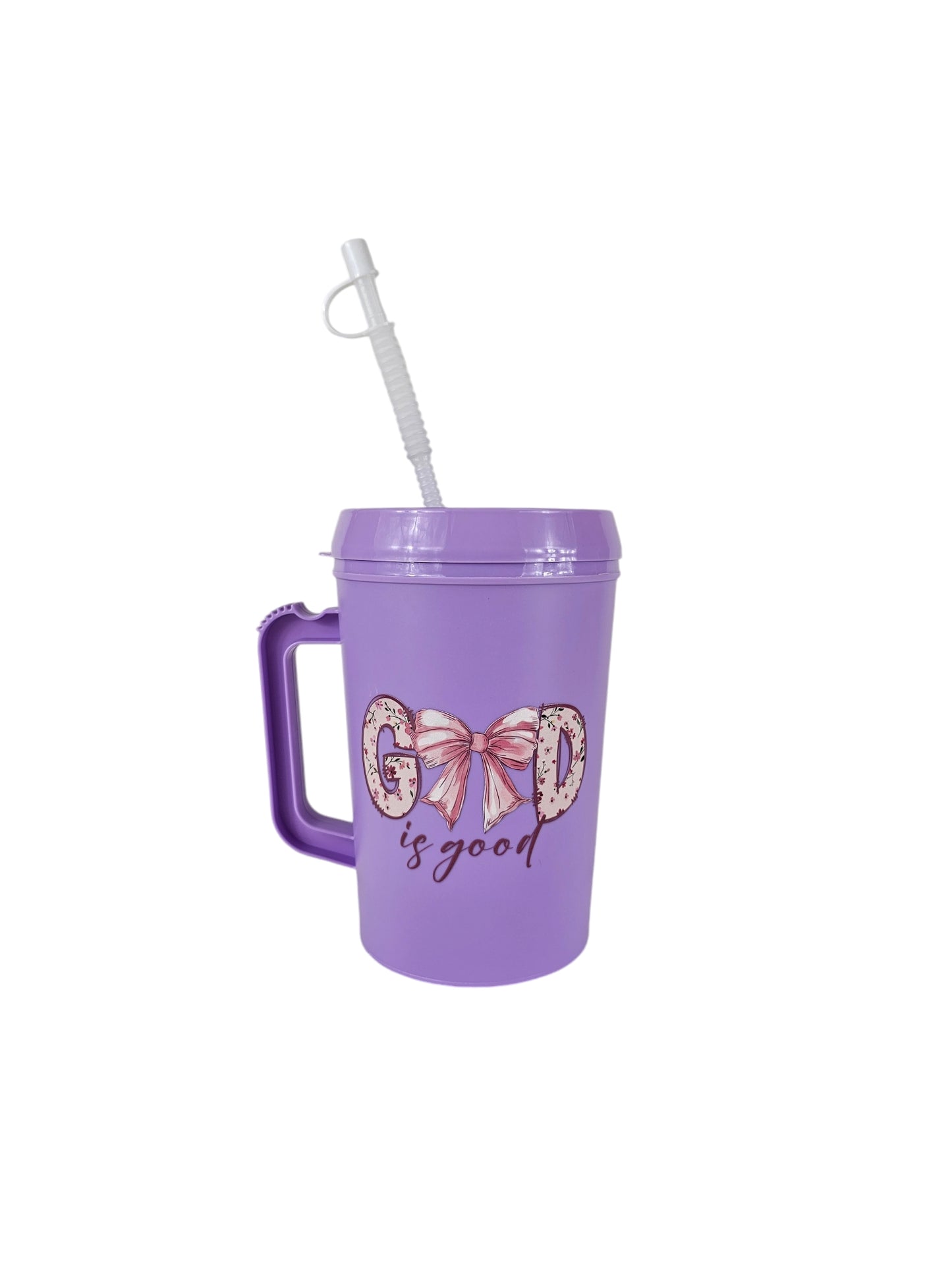 God Is Good Pink Bow Mega Trucker Mug 34oz