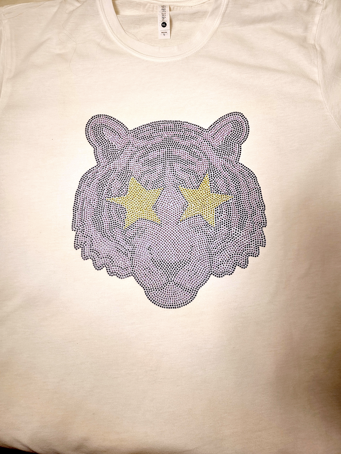 Purple Tiger Spangle Rhinestone Mascot Iron on HotFix
